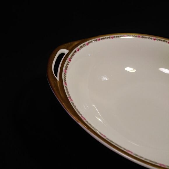 Haviland Limoges France Schleiger 985 Round Handled Bowl Pink Roses Gold Trim - Picture 4 of 9